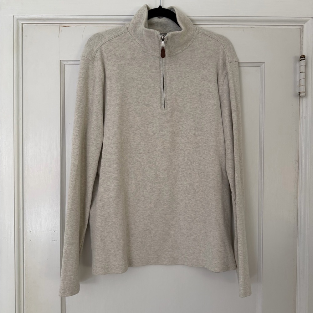 100% Cotton Banana Republic Men’s Large Half-Zip Sweater in Light Heather Beige